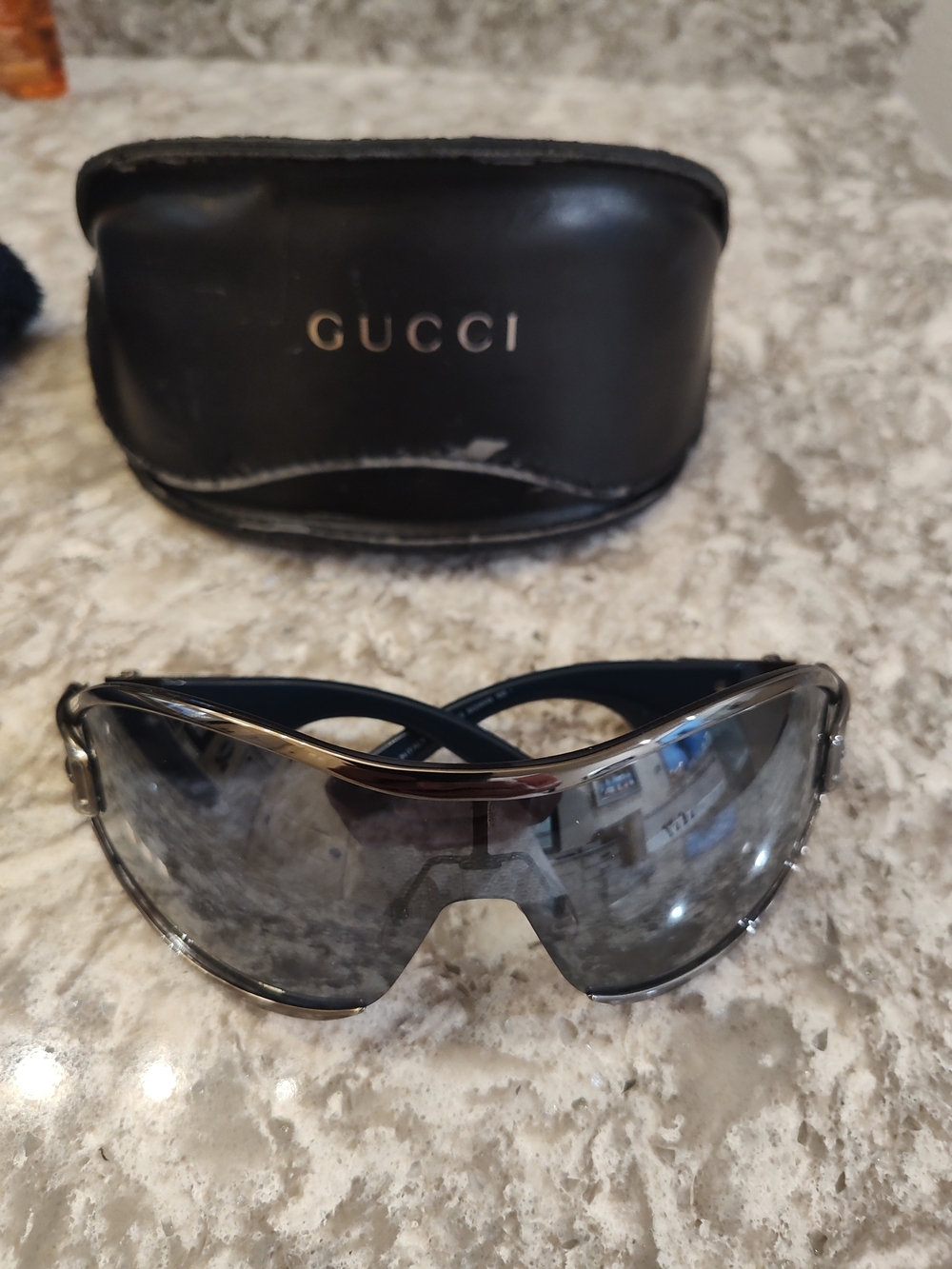 Gucci Vintage Silver-Tinted Shield Sunglasses